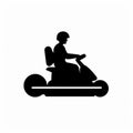 Playful Silhouetted Scooter Icon In Whistlerian Earthworks Style