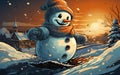 Playful snowman with winter fun. Created with Generative AI