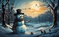 Playful snowman with winter fun. Created with Generative AI