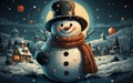 Playful snowman with winter fun. Created with Generative AI