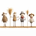 Playful Snowmen And Minimalistic Scarecrows Whimsical Mixed Media Art