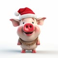 Playful And Sophisticated 3d Rendered Pig With Santa Hat