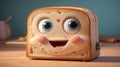 Playful square bread character with joyful expressio. Royalty Free Stock Photo
