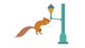 Playful Squirrel Climbing a Street Light Pole, vector design Generative AI Royalty Free Stock Photo