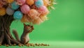 Playful Squirrel and Colorful Easter Egg Tree: 3D Render Royalty Free Stock Photo