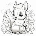 Playful Squirrel Coloring Page With Artgerm Style And Carved Animal Figures