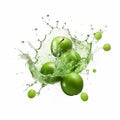 Playful Still Life: Green Apple Fruit In Water Splash