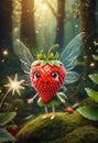 Playful Strawberry Character in Magic Woods Royalty Free Stock Photo