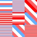 Playful striped red blue white beach pattern