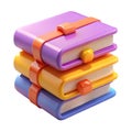 Vibrant stack of three cartoonish books with orange bands Royalty Free Stock Photo