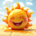 Playful sun cartoon in 3D Personifying the spirit of summer