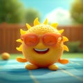 Playful sun cartoon in 3D Personifying the spirit of summer