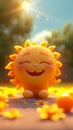 Playful sun cartoon in 3D Personifying the spirit of summer