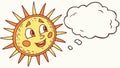 Playful Sun with Textured Thought Bubble: Engaging Graphic, vector design Generative AI Royalty Free Stock Photo