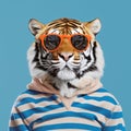 Playful Tiger: Conceptual Portraiture Of A Sunglasses-wearing Tiger