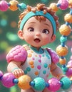 Playful Toddler with Colorful Balls AI Generative