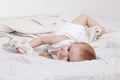 Playful toddler girl in bed Royalty Free Stock Photo