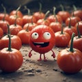 Playful Tomato Monster: A Miniature Photo With Intense Emotional Expression