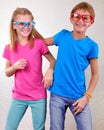 Playful twin brother and sister have fun Royalty Free Stock Photo