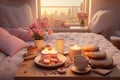 Playful Valentines Day Breakfast in PJs graphics Royalty Free Stock Photo