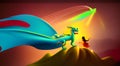 Playful and Vibrant Dragon 2D Cartoon Illustration: Ignite Your Imagination