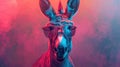 Chill Donkey in Pastel Shades: A Fun Wall Art Depicting a Laidback Animal with Cool Sunglasses against a Colorful Backdrop Royalty Free Stock Photo