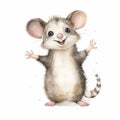 Playful Watercolor Illustration Of A Cute Mouse Royalty Free Stock Photo