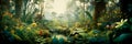 playful watercolor lush jungle teeming with exotic