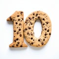 Cookie Shaped Number 10 With Chocolate Chip Cookie