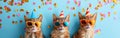 Party Animals: Chipmunks Celebrate Festive Occasions with Hats, Sunglasses, and Confetti on Blue Background