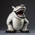 Cartoonish Ceramic White Monster With Big Teeth Figure