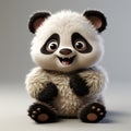 Adorable 3d Panda Baby Model In Pixar Style