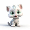 Playful White Cat Character With Disney Animation Style