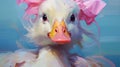 Playful White Duck With Pink Bow: Speedpainting Inspired By Zbrush And Helga Ancher