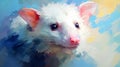 Playful White Rat: A Digital Painting Inspired By Scott Naismith And Daan Roosegaarde Royalty Free Stock Photo