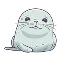 Playful winter seal mascot smiles