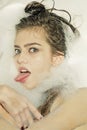 Playful woman in bath Royalty Free Stock Photo