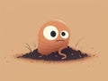 A playful worm digging in the soil its round body giving off a soft earthy glow. Cute creature. AI generation