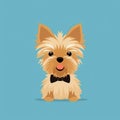 Playful Yorkie With Bow Tie - Flat Style Vector Illustration