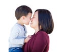 Playful Young Mixed Race Chinese Mother and Son Isolated Royalty Free Stock Photo