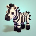 Cute Pixel Art Zebra: A Minecraft-inspired Voxel Creation