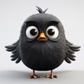 Playfully Dark Cartoon Bird In Vray Tracing Style