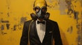 Playfully Dark The Plumber In A Formal Suit With A Gas Mask