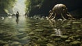 Playfully Intricate Octopus In Water: A Realist Detail By Jessica Rossier