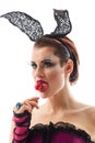 Playgirl with a candy Royalty Free Stock Photo