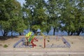 Playground on the beach on the river bank Royalty Free Stock Photo