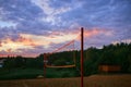 Playground With Beach Volleyball Net Under The Sunset Sky Royalty Free Stock Photo