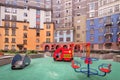 Playground for children and house building exterior mixed-use urban multi-family residential district area development