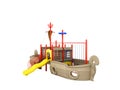 Playground for children ship red yellow blue 3d rendering on white background no shadow