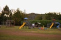 Playground for children in the yard of the primary school in the village Royalty Free Stock Photo